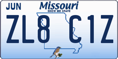 MO license plate ZL8C1Z