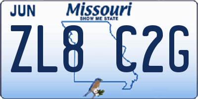 MO license plate ZL8C2G