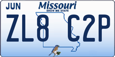 MO license plate ZL8C2P