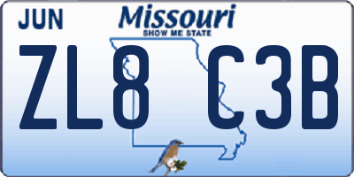 MO license plate ZL8C3B