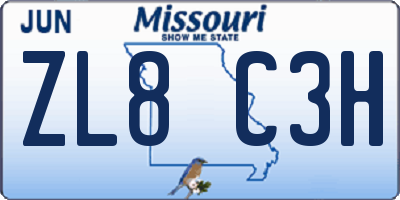 MO license plate ZL8C3H