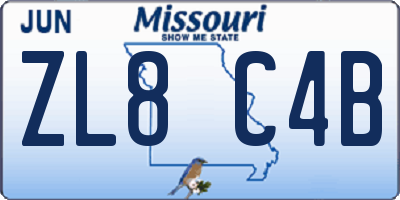 MO license plate ZL8C4B