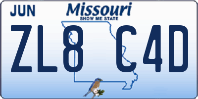 MO license plate ZL8C4D