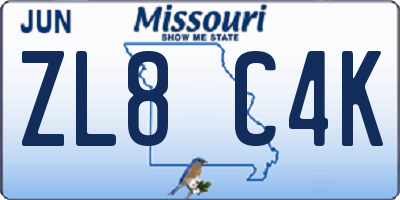 MO license plate ZL8C4K
