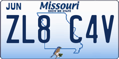 MO license plate ZL8C4V
