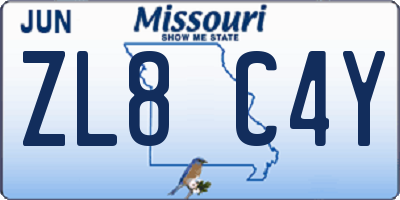 MO license plate ZL8C4Y