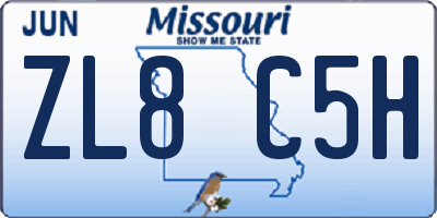 MO license plate ZL8C5H