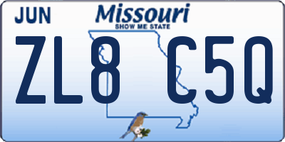 MO license plate ZL8C5Q