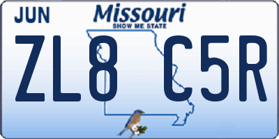 MO license plate ZL8C5R