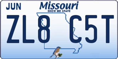MO license plate ZL8C5T