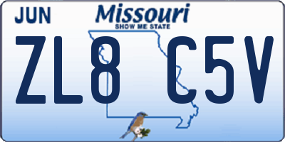 MO license plate ZL8C5V