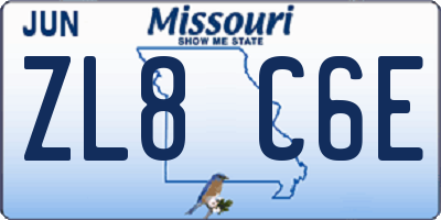 MO license plate ZL8C6E