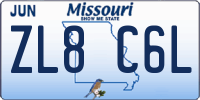 MO license plate ZL8C6L
