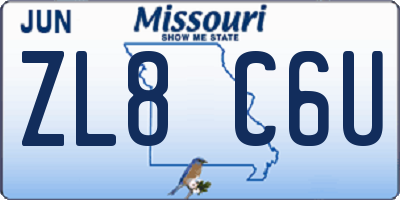 MO license plate ZL8C6U
