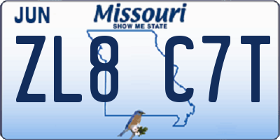 MO license plate ZL8C7T
