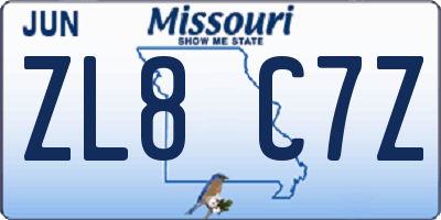 MO license plate ZL8C7Z