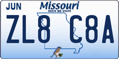 MO license plate ZL8C8A