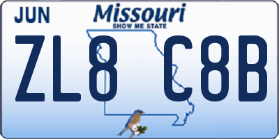 MO license plate ZL8C8B