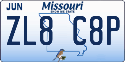 MO license plate ZL8C8P