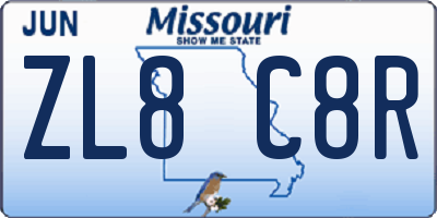 MO license plate ZL8C8R