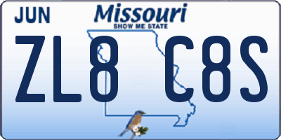 MO license plate ZL8C8S