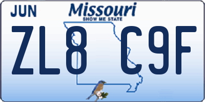 MO license plate ZL8C9F