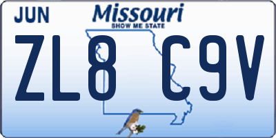 MO license plate ZL8C9V