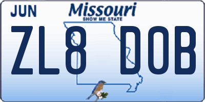 MO license plate ZL8D0B