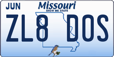 MO license plate ZL8D0S