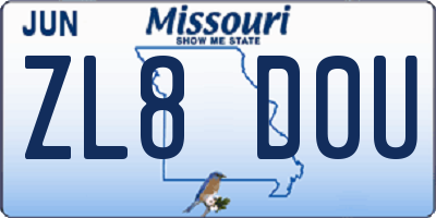MO license plate ZL8D0U