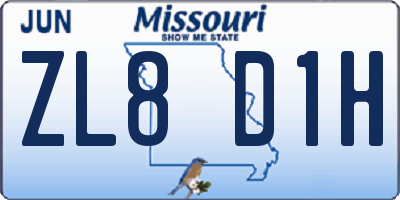 MO license plate ZL8D1H