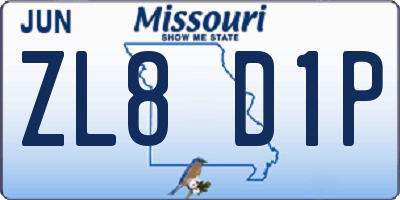 MO license plate ZL8D1P