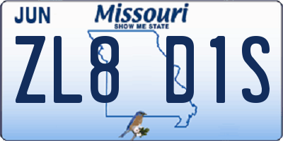 MO license plate ZL8D1S