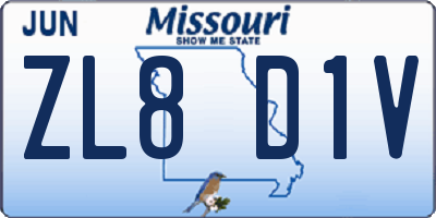 MO license plate ZL8D1V