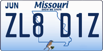 MO license plate ZL8D1Z