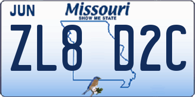 MO license plate ZL8D2C