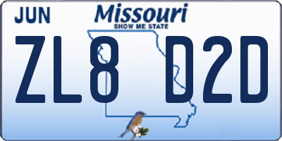 MO license plate ZL8D2D