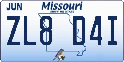 MO license plate ZL8D4I