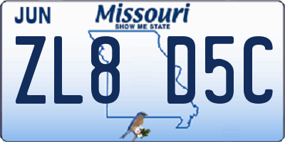 MO license plate ZL8D5C