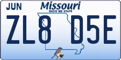 MO license plate ZL8D5E