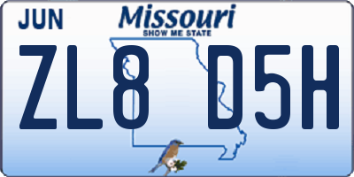 MO license plate ZL8D5H
