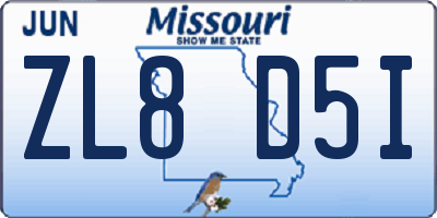 MO license plate ZL8D5I