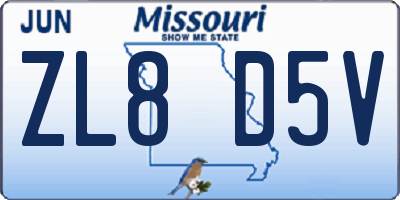 MO license plate ZL8D5V