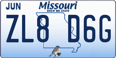 MO license plate ZL8D6G