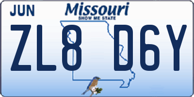 MO license plate ZL8D6Y