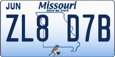 MO license plate ZL8D7B