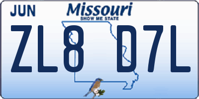 MO license plate ZL8D7L