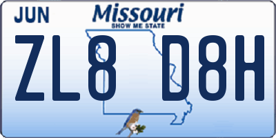 MO license plate ZL8D8H