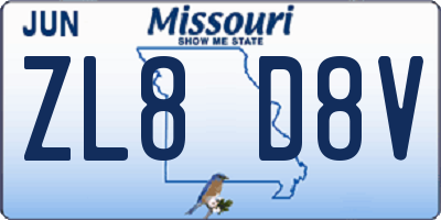 MO license plate ZL8D8V