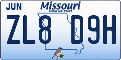 MO license plate ZL8D9H